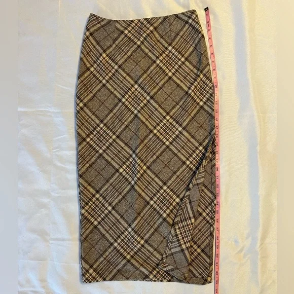 Vicki Dolls Plaid Pencil Skirt with Slit - Picture 5 of 8